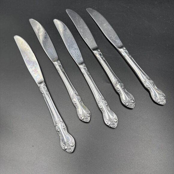 Easterling Valhalla Dinner Butter Knife Stainless Vintage Korea Set of 5 1950s - Picture 1 of 5